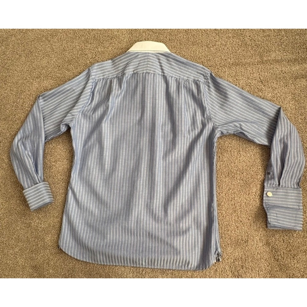 Ted Baker Archive Dress Shirt Men 16 Blue Stripe French Cuff Excellent Condition - Picture 9 of 16